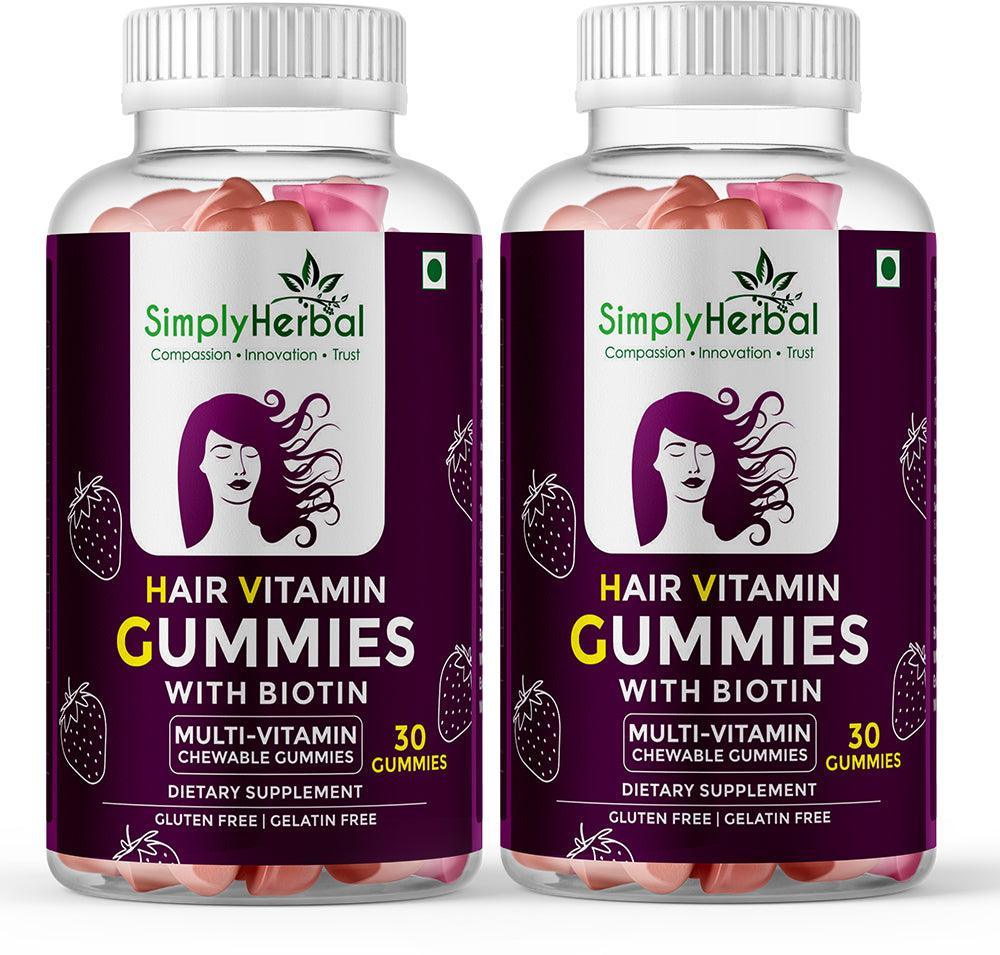 Simply Herbal Hair Vitamin Gummies with Biotin - 30 Gummies