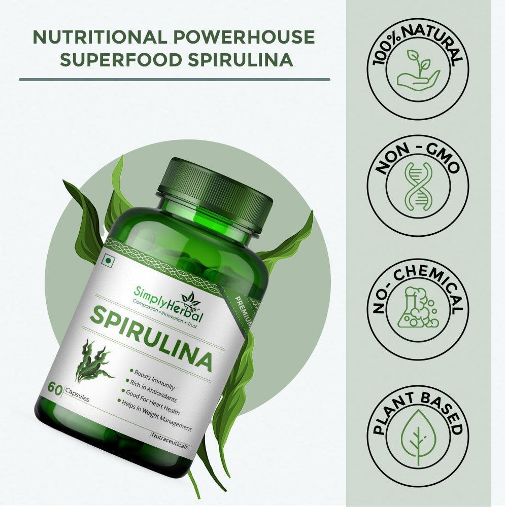 Simply Herbal Spirulina Capsules - 60 Capsules