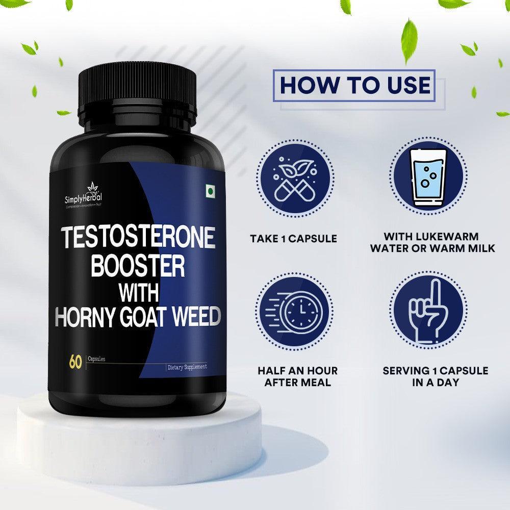 Simply Herbal Testosterone Booster With Horny Goat Weed Capsule - 60 Capsules (Pack of 2)