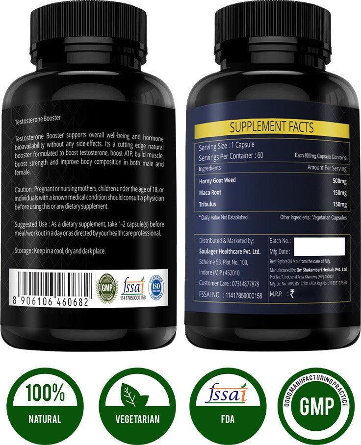 Simply Herbal Testosterone Booster With Horny Goat Weed Capsule - 60 Capsules (Pack of 2)