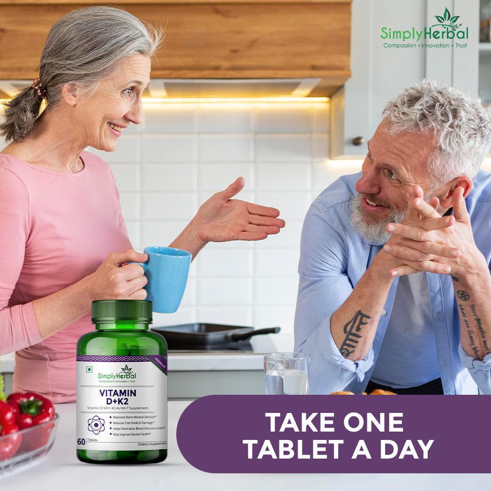 Simply Herbal Plant Based Vitamin D-K2 Tablet - 60 Tablets (Pack of 2)