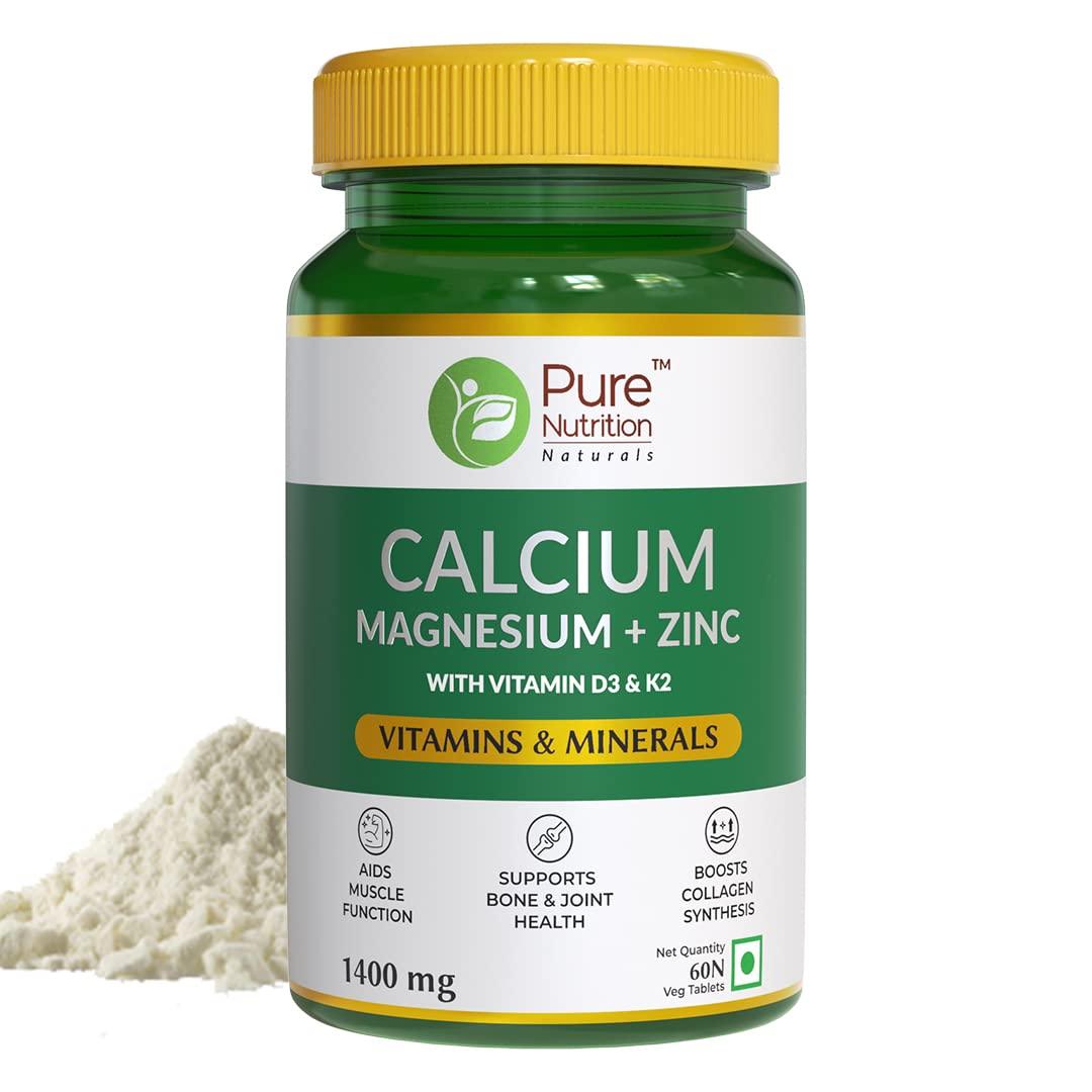 Pure Nutrition Calcium Magnesium + Zinc 1400mg Veg Tablet