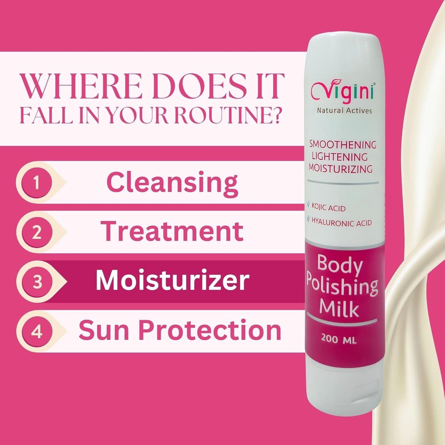 vigini Smoothening Lightening moisturizing Body Polishing milk Lotion - 200ml