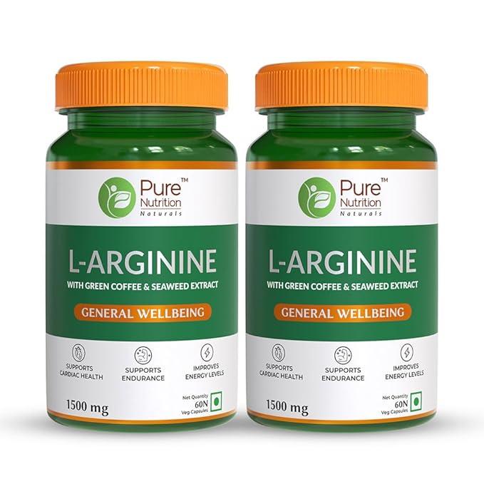Pure Nutrition L-Arginine Capsules 1500mg - 60 Veg Capsules