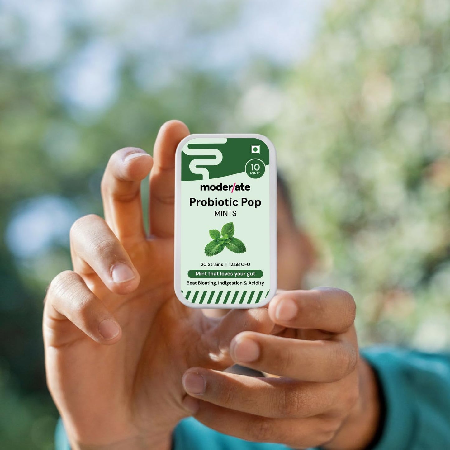 Moderate Probiotic Pop Mints with 20 Good Bugs & Strains | Sugar-Free Daily Probiotic for Bloating, Acidity, Indigestion & Gut Health