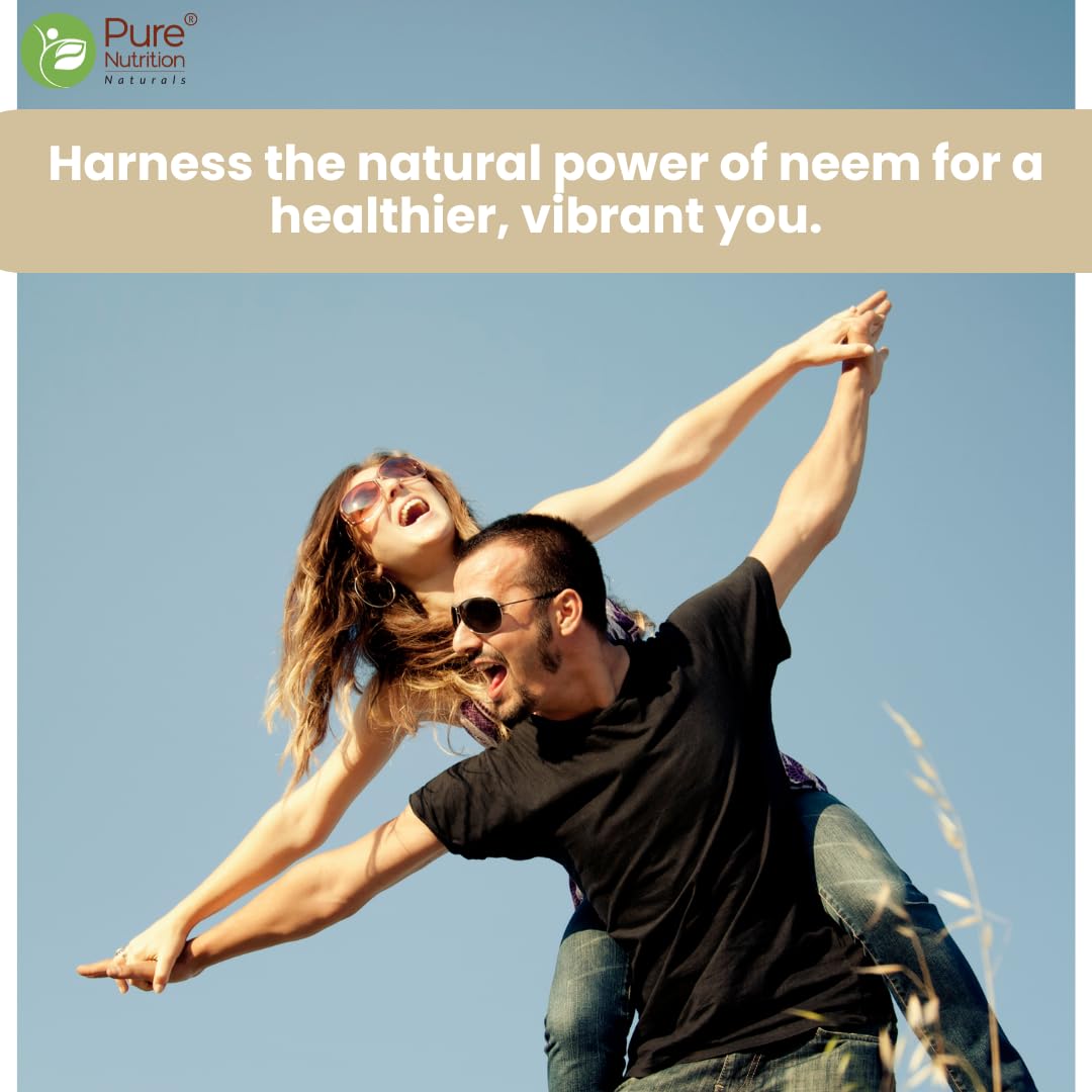 Pure Nutrition Neem Tablets | Natural Blood Purifier, Removes Toxins, Controls Acne & Pimples | Improves Skin Health | Supports Digestive & LIver Wellness, Detox | Boosts Immunity & Metabolism - 60 Tablets