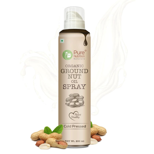 Pure Nutrition Organic Groundnut Oil Spray - 200ml | 100% Pure & Cold-Pressed | Cook Healthy with 10X Less Oil | Naturally Rich in Antioxidants | Supports Heart Health | Ideal for Grilling, Sautéing & Low-Calorie Cooking