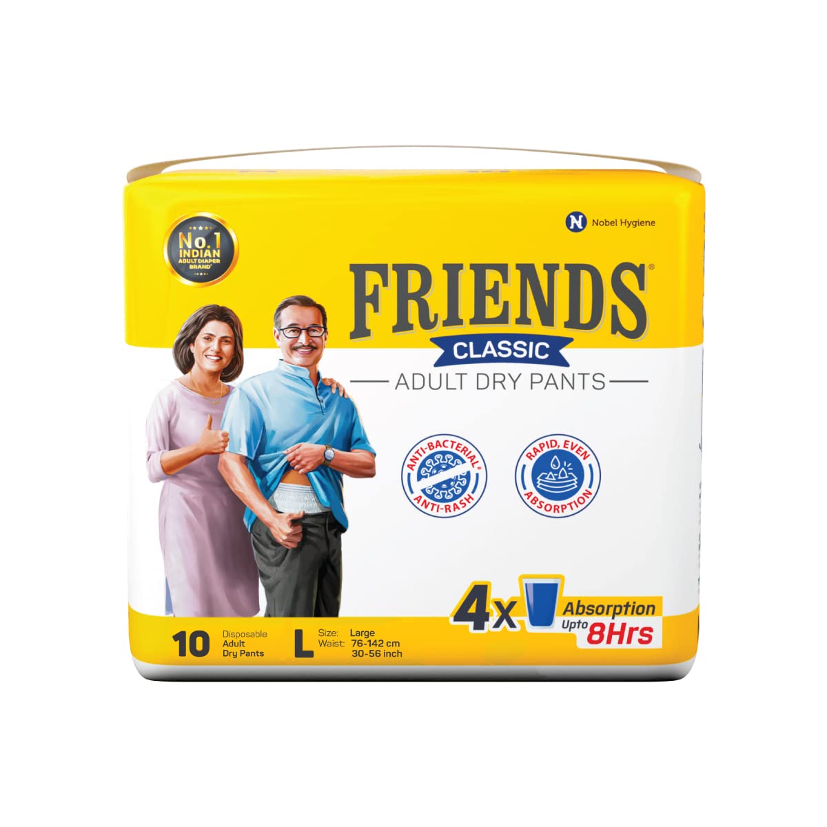 Friends Classic Adult Dry Pant Large - 10 Diapers