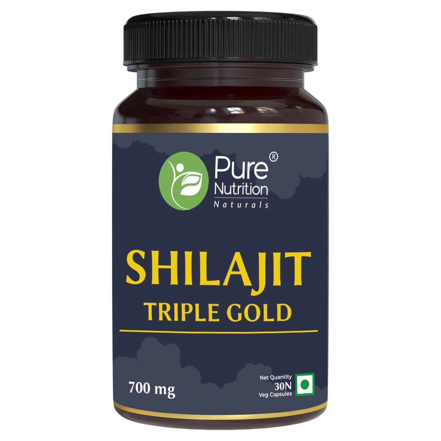 Pure Nutrition Shilajit Triple Gold Veg Capsule - 30 Capsules - With Kaunch Beej, Ashwagandha, Safed Musli, Gokhru & Shatavari For Energy, Strength, Stamina & Performance,Premium Ayurvedic Supplement For Men