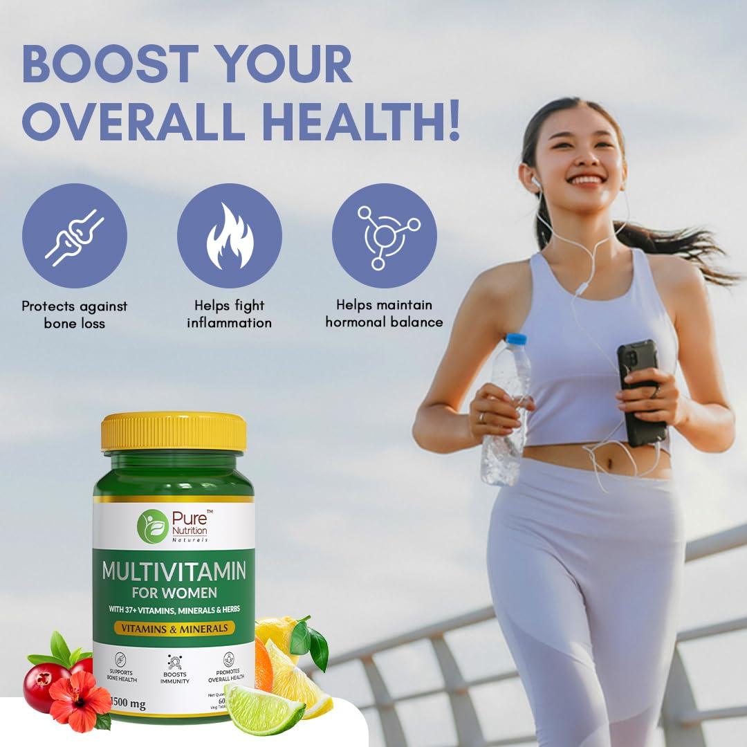 Pure Nutrition Multivitamin for Women 1500 mg Veg Tablet | For Healthy Bones & Immunity | Tablet