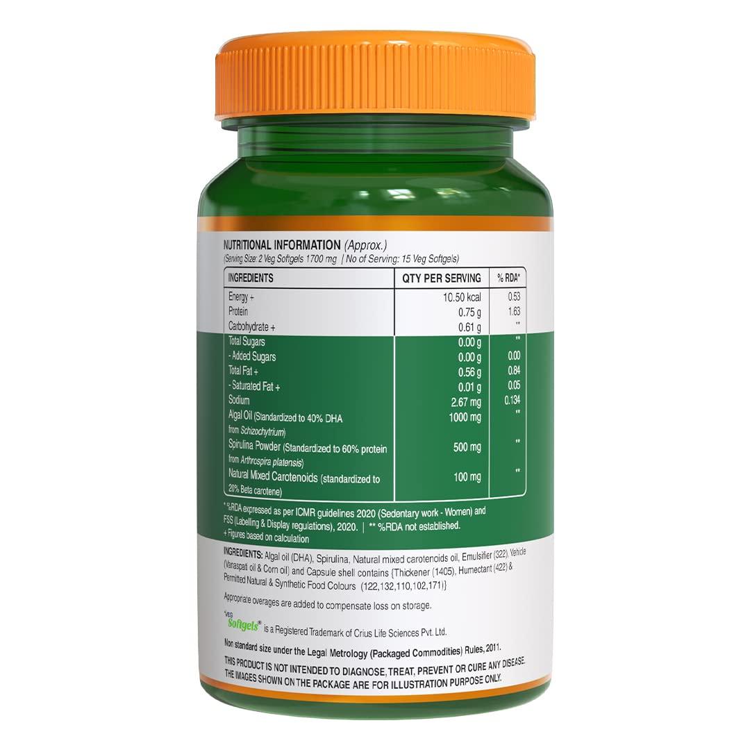 Pure Nutrition Veg Omega from Algal Oil with Astaxanthin Veg Softgel