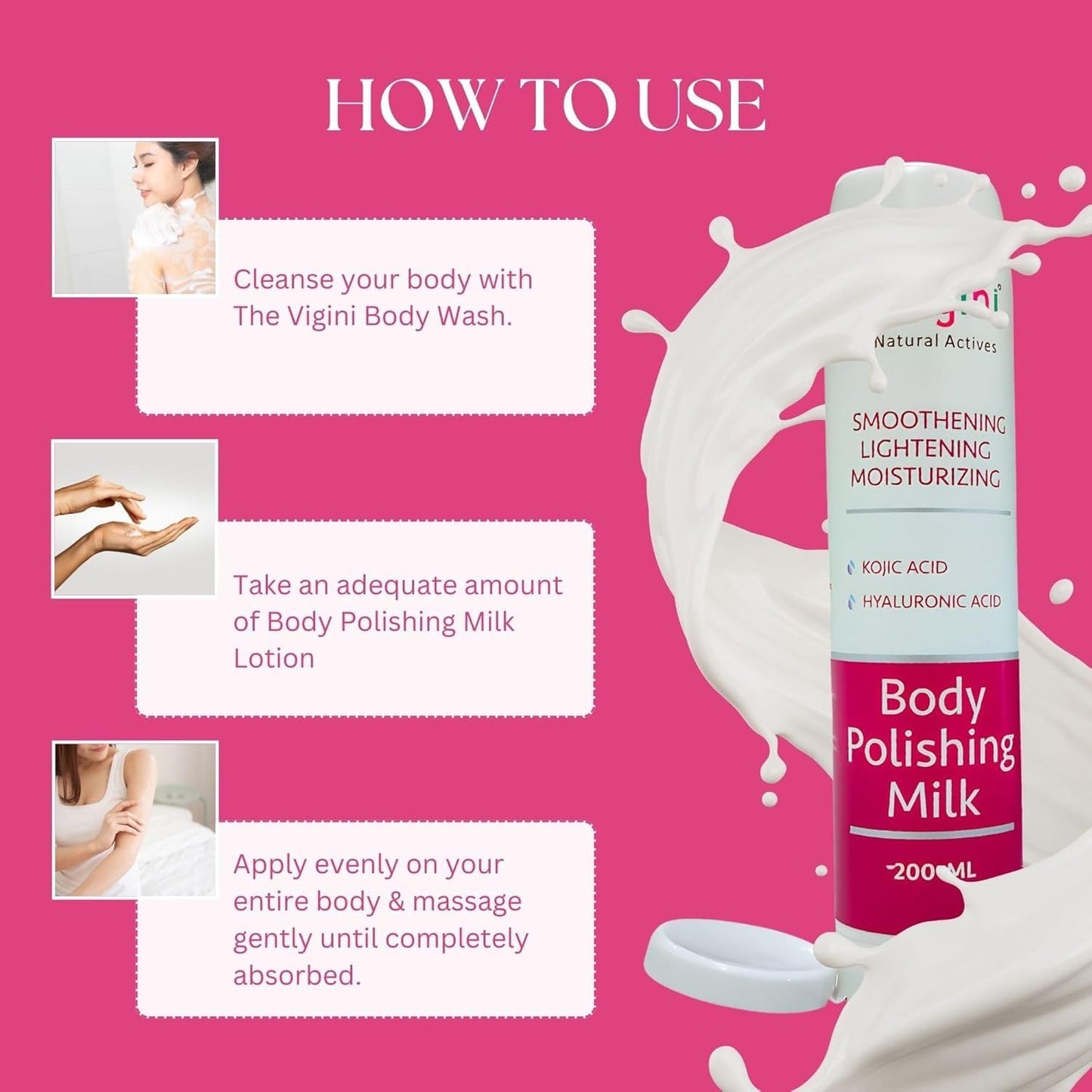 vigini Smoothening Lightening moisturizing Body Polishing milk Lotion - 200ml