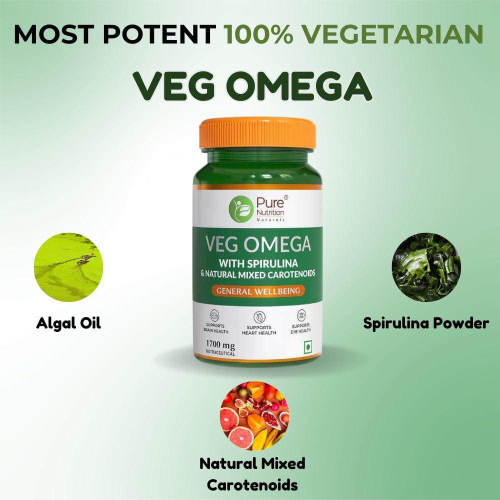 Pure Nutrition Veg Omega from Algal Oil with Astaxanthin Veg Softgel