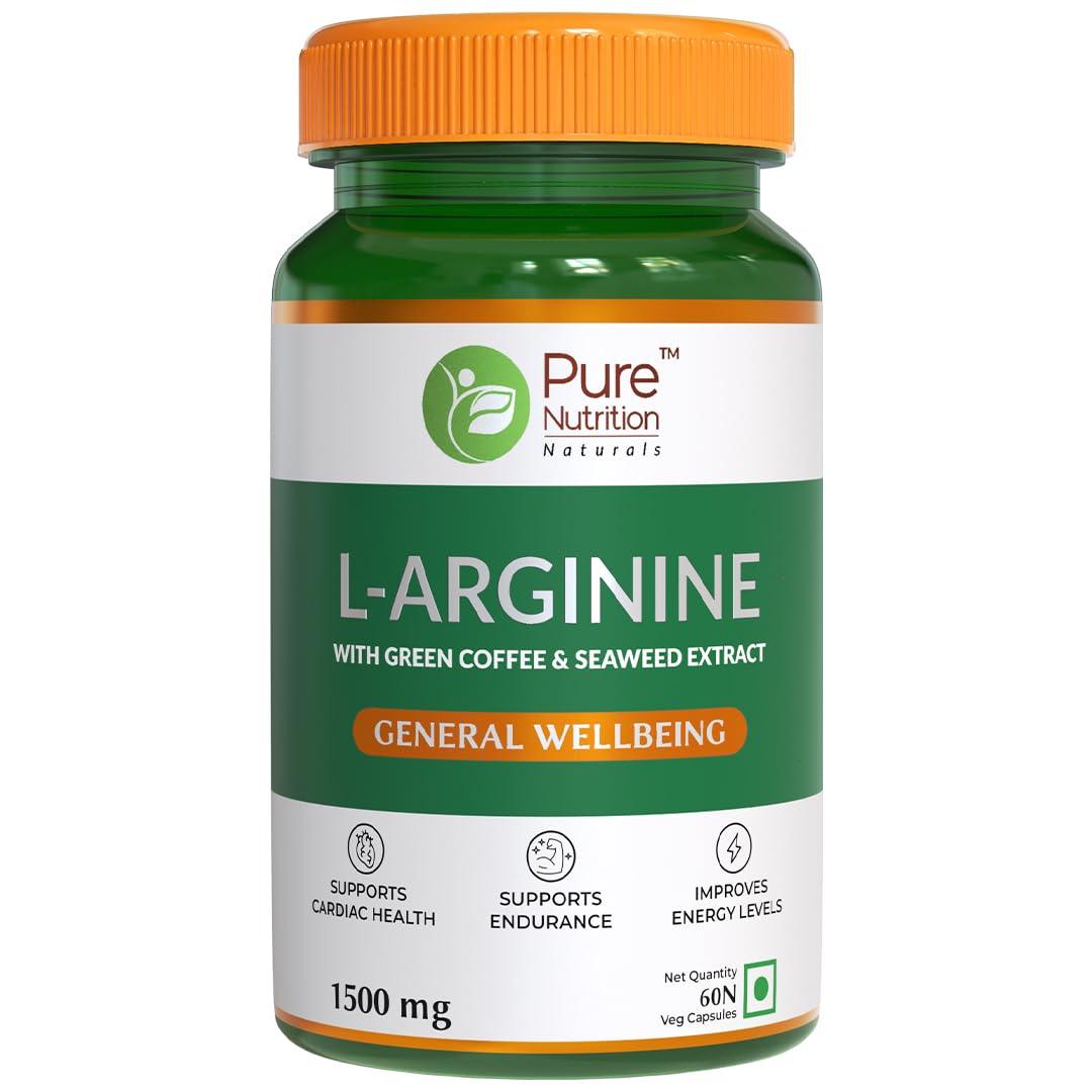 Pure Nutrition L-Arginine Capsules 1500mg - 60 Veg Capsules