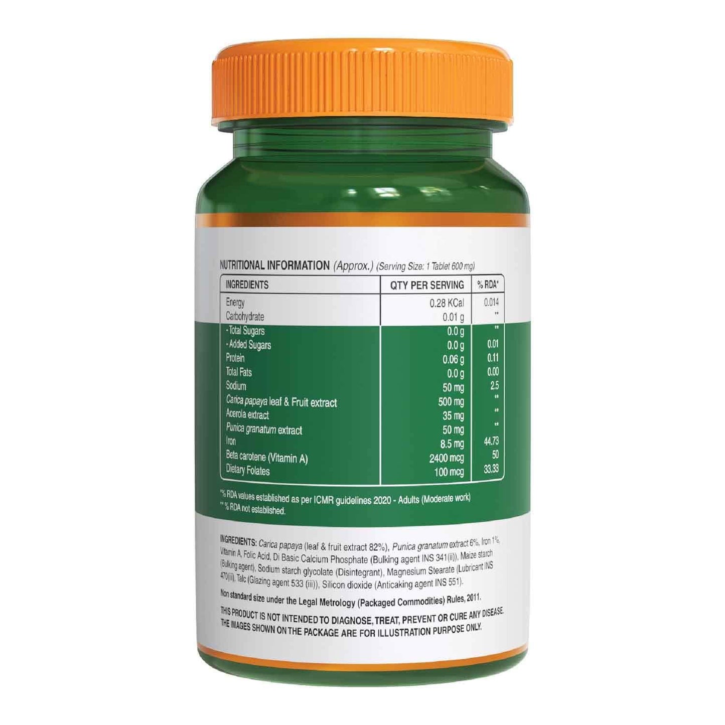 Pure Nutrition Papaya Fruit & Leaf Extract 600mg Veg Capsule