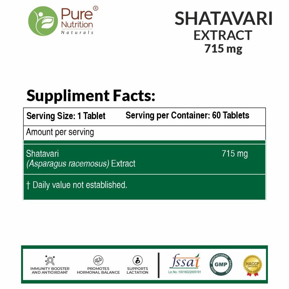 Pure Nutrition Shatavari Tablets - 60 Veg Tablets
