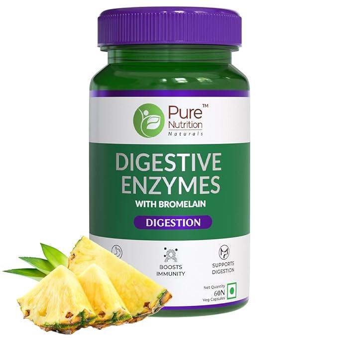 Pure Nutrition Digestive Enzymes Capsules 665mg with Bromelain - 60 Veg Capsules