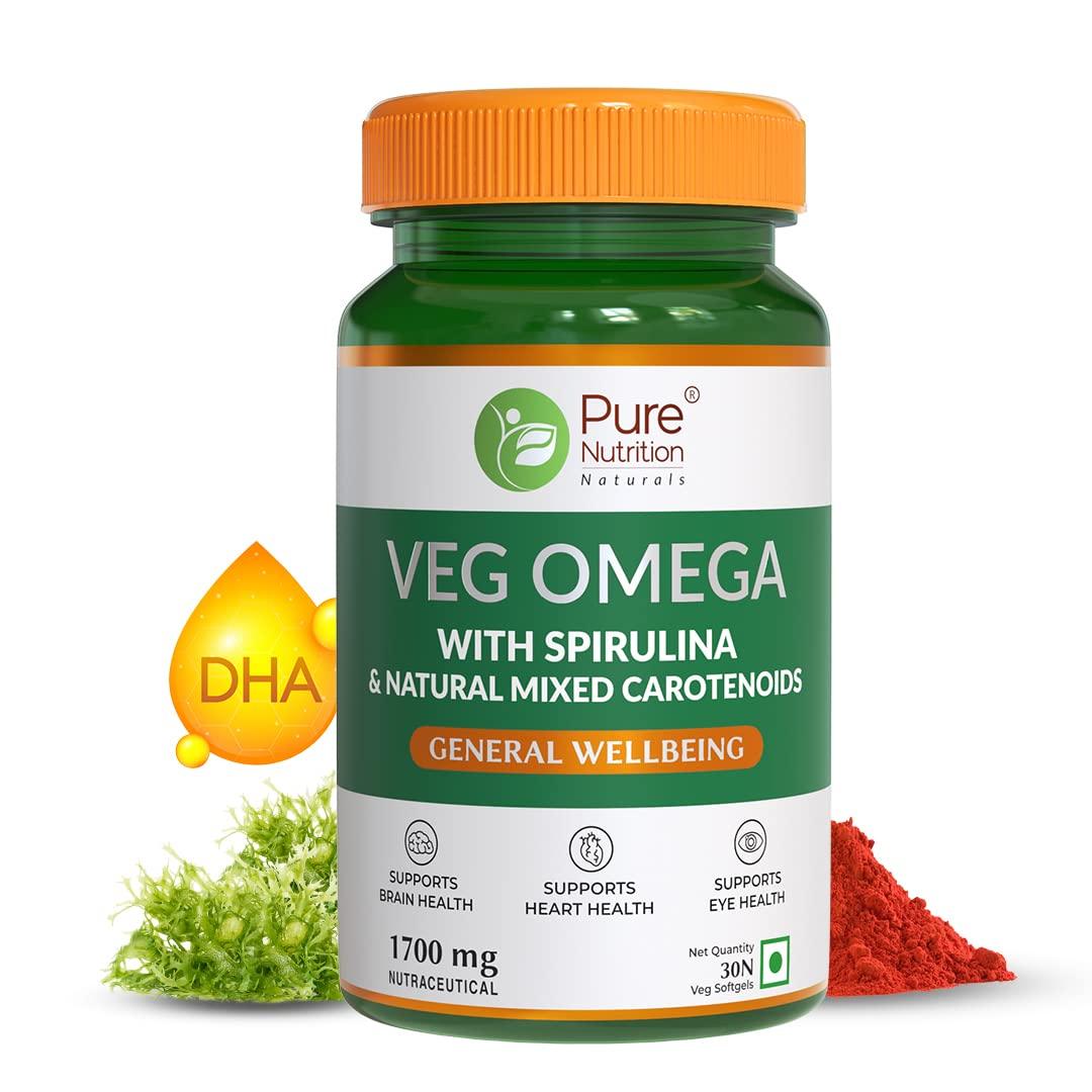 Pure Nutrition Veg Omega from Algal Oil with Astaxanthin Veg Softgel