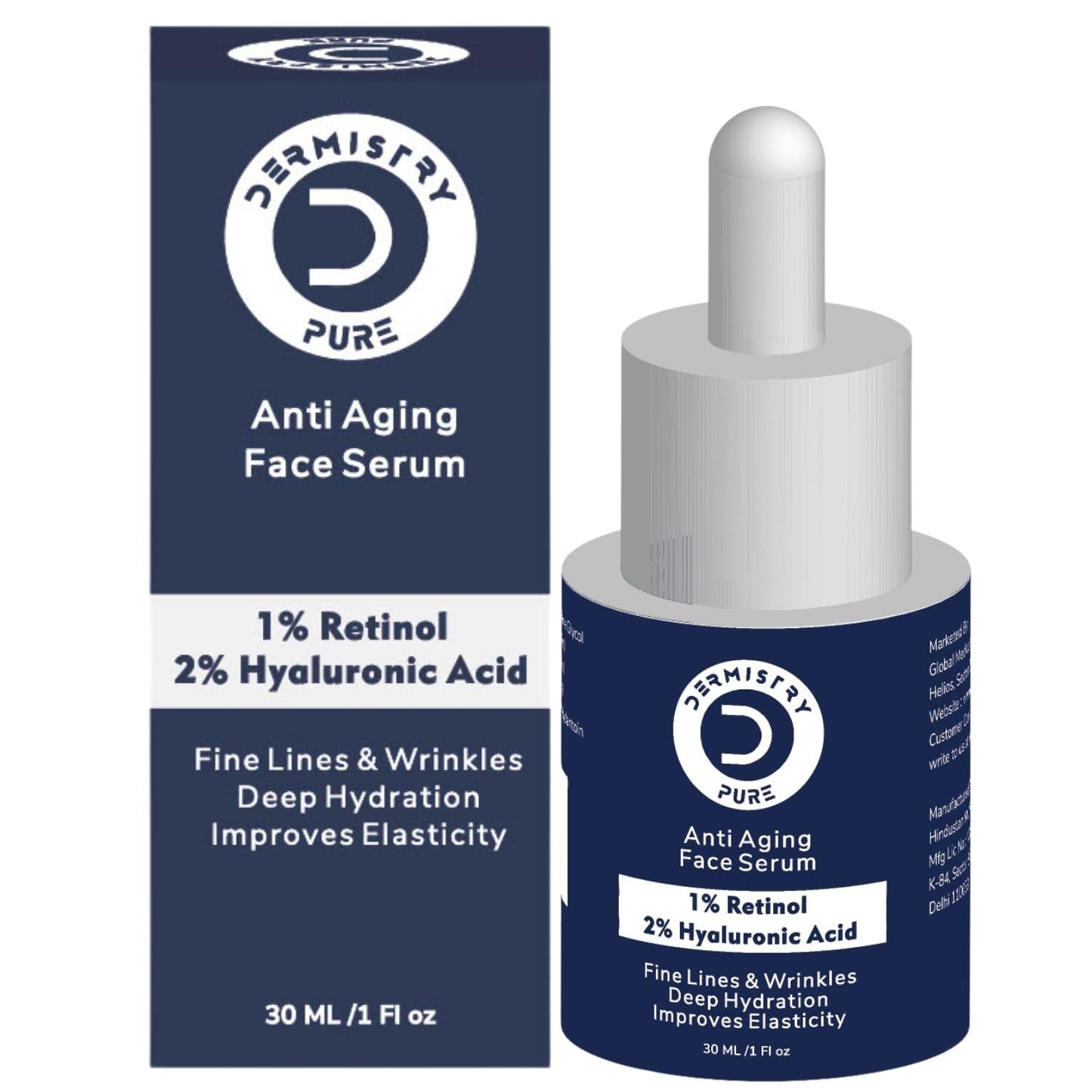 Dermistry Pure 1% Retinol 2% Hyaluronic Acid Anti Aging Face Serum