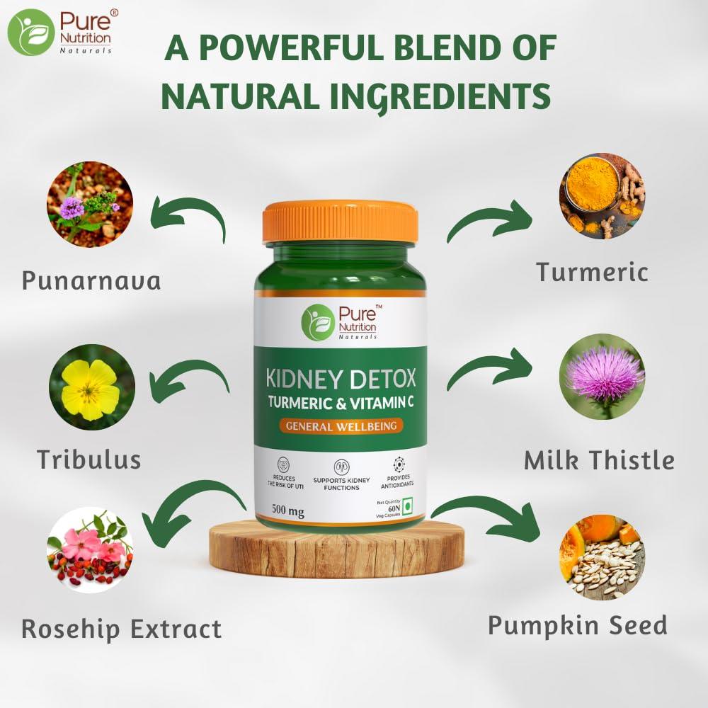 Pure Nutrition Kidney Detox Turmeric & Vitamin C Veg Capsule