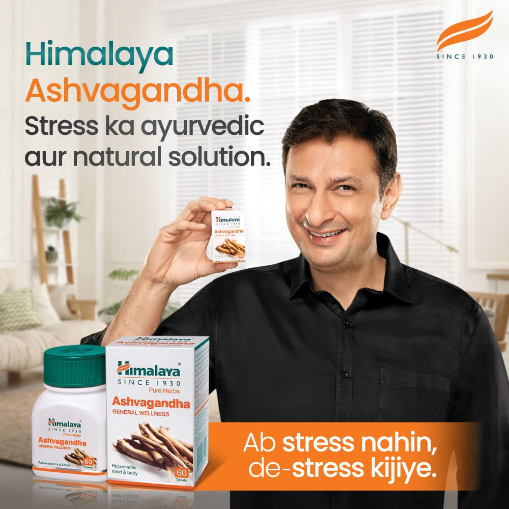 Himalaya Ashvagandha Tablet | Stress Relief Supplement | Rejuvenates Mind & Body - 60 Tablet