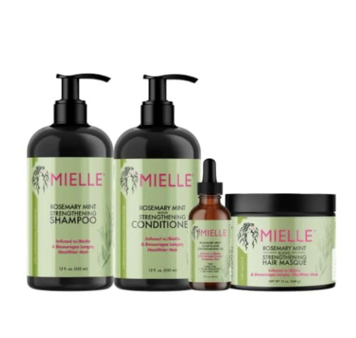 Mielle Bundle Natural Rosemary Scalp & Hair Strengthening Oil 59 ML & Shampoo 355 ML & Conditoner 355 ML & Masque 340 Gram