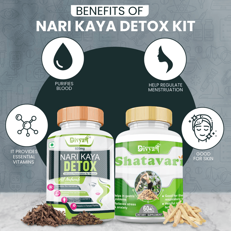 Divya Shree Nari Kaya Detox Capsule and Shatavari Women's Wellness Kit