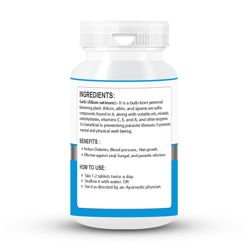 Zenius Garlic Tablets - Supplement for Heart Health, Detoxification, and Immune Boost - 60 Tablets