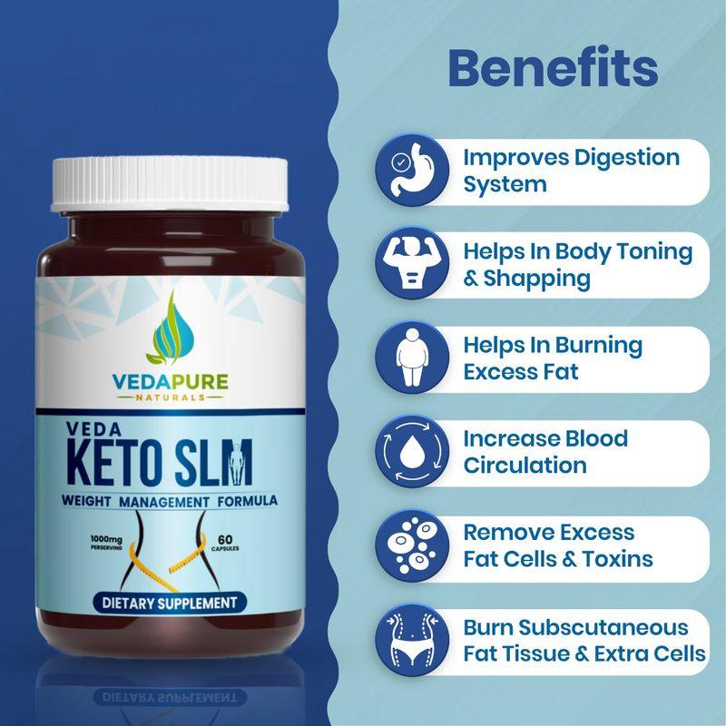 Vedapure Naturals Keto Slm Capsules Advanced Supports Metabolism Supplement - 60 Capsules