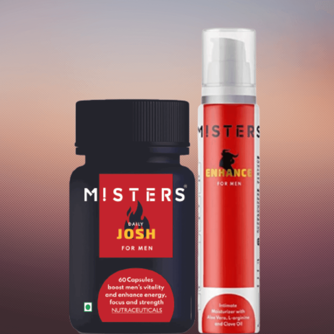Misters Combo Pack of Daily Josh for Men 60 Veg Capsule and Enhance for Men Intimate Moisturizer 50gm