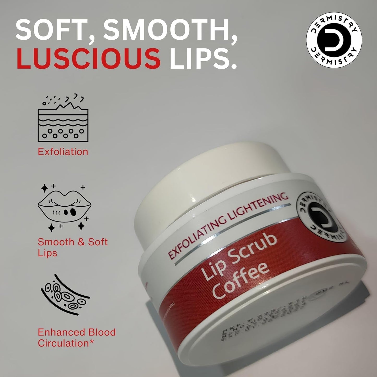 Dermistry Coffee Lip Scrub for Pigmentation Lightening Dark Lips - 15ml