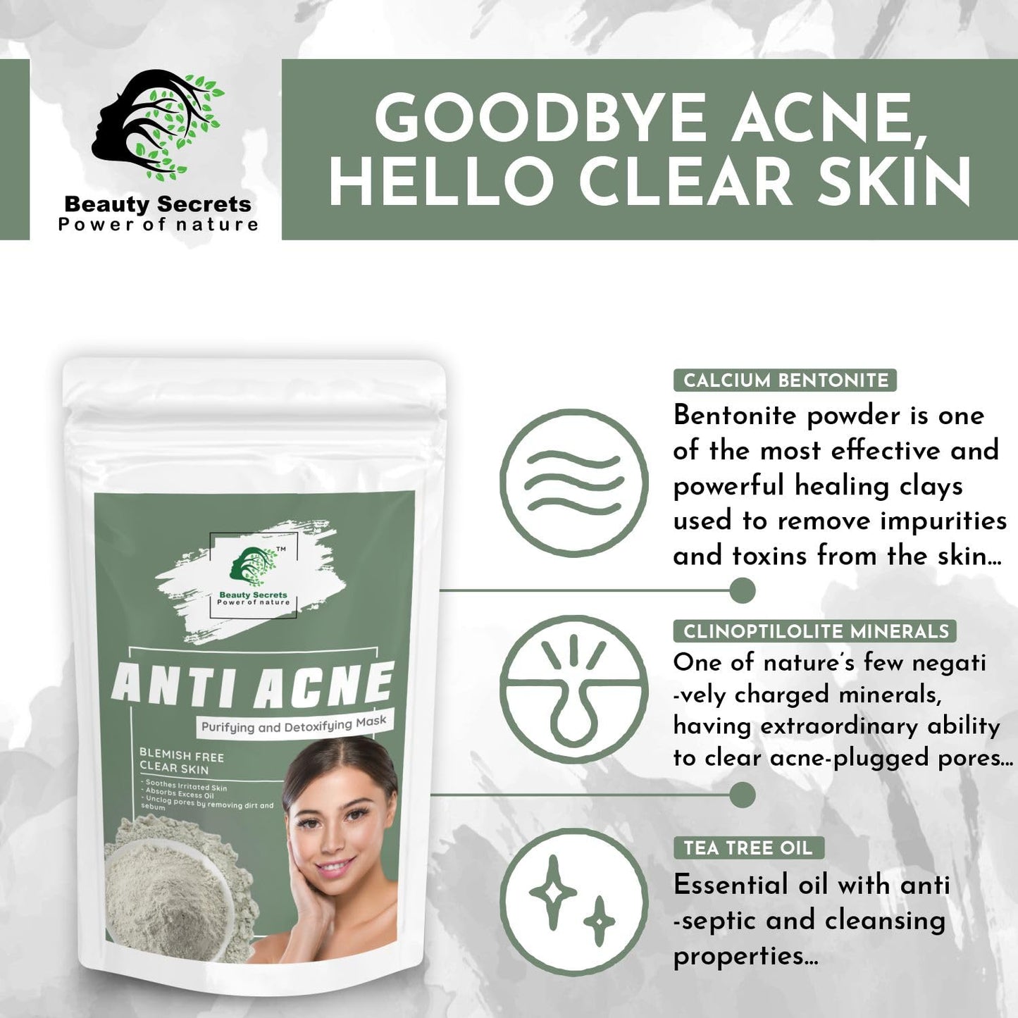 Beauty Secrets Anti Acne Face Mask - 50gm