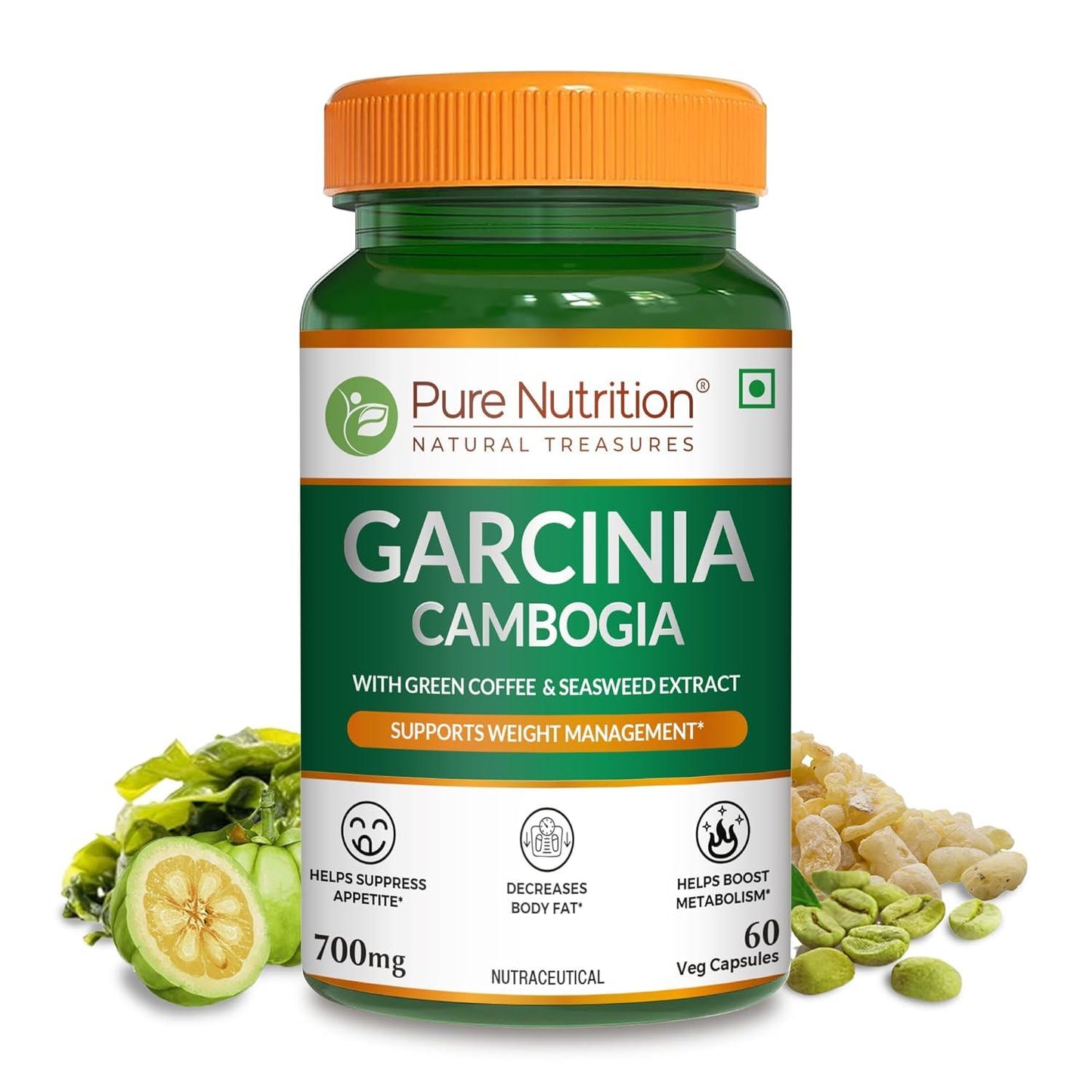 Pure Nutrition Garcinia Cambogia 700mg Capsules with Green Coffee and Seaweed Extract - 60 Vegetarian Capsules