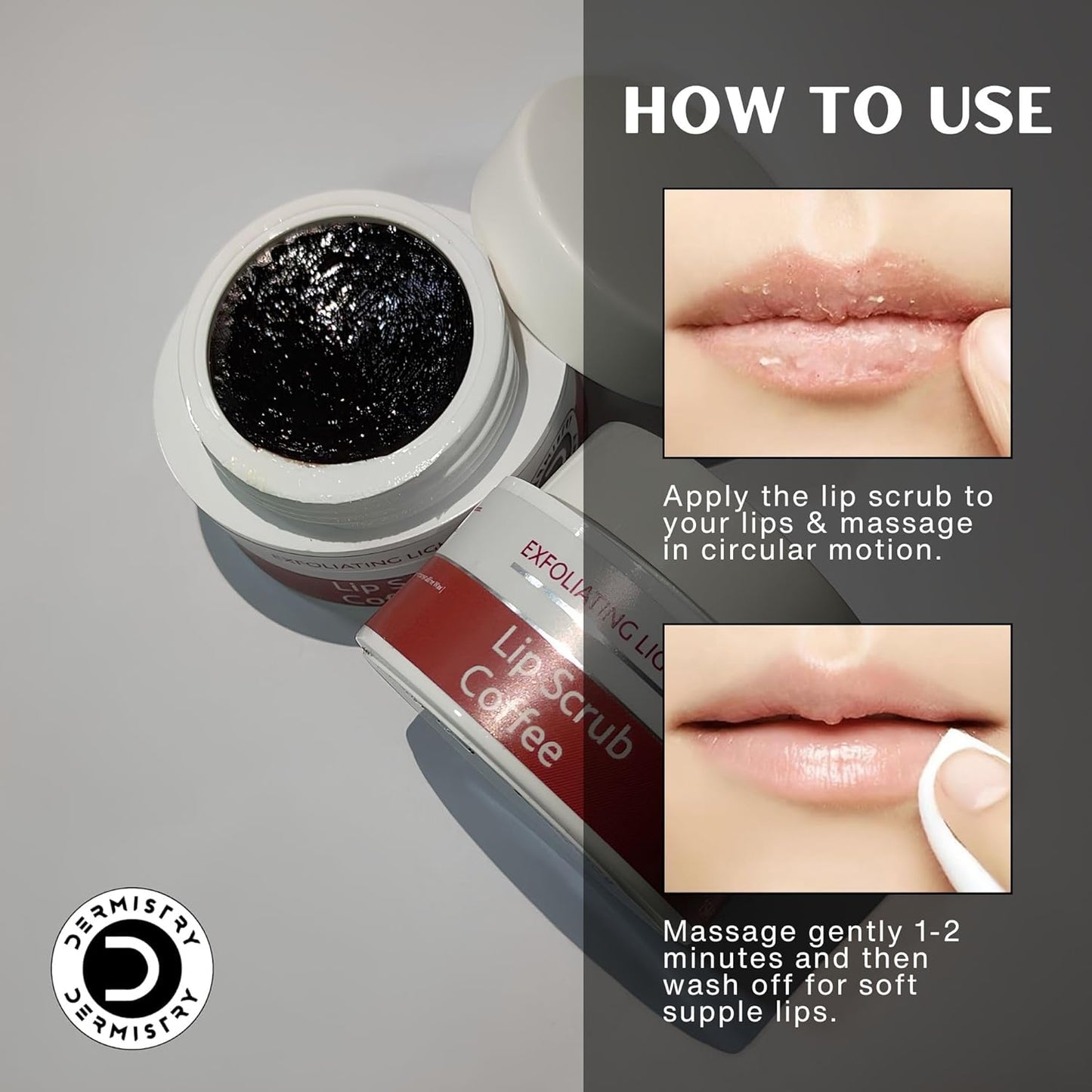 Dermistry Coffee Lip Scrub for Pigmentation Lightening Dark Lips - 15ml