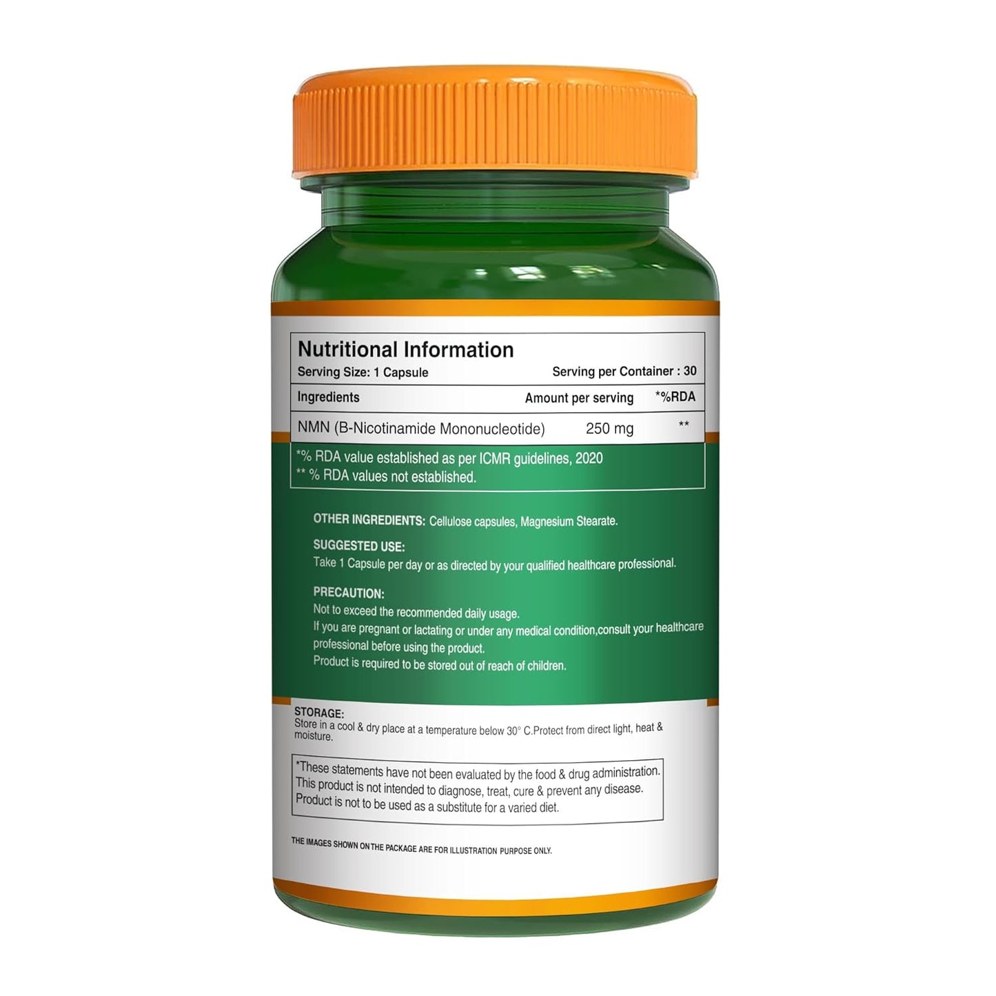 Pure Nutrition NMN, Nicotinamide Mononucleotide Capsules (250mg), Supports Longevity & Metabolism | Boosts NAD+ | Supports Healthy Aging & Increases Energy Levels - 30 Veg Capsules