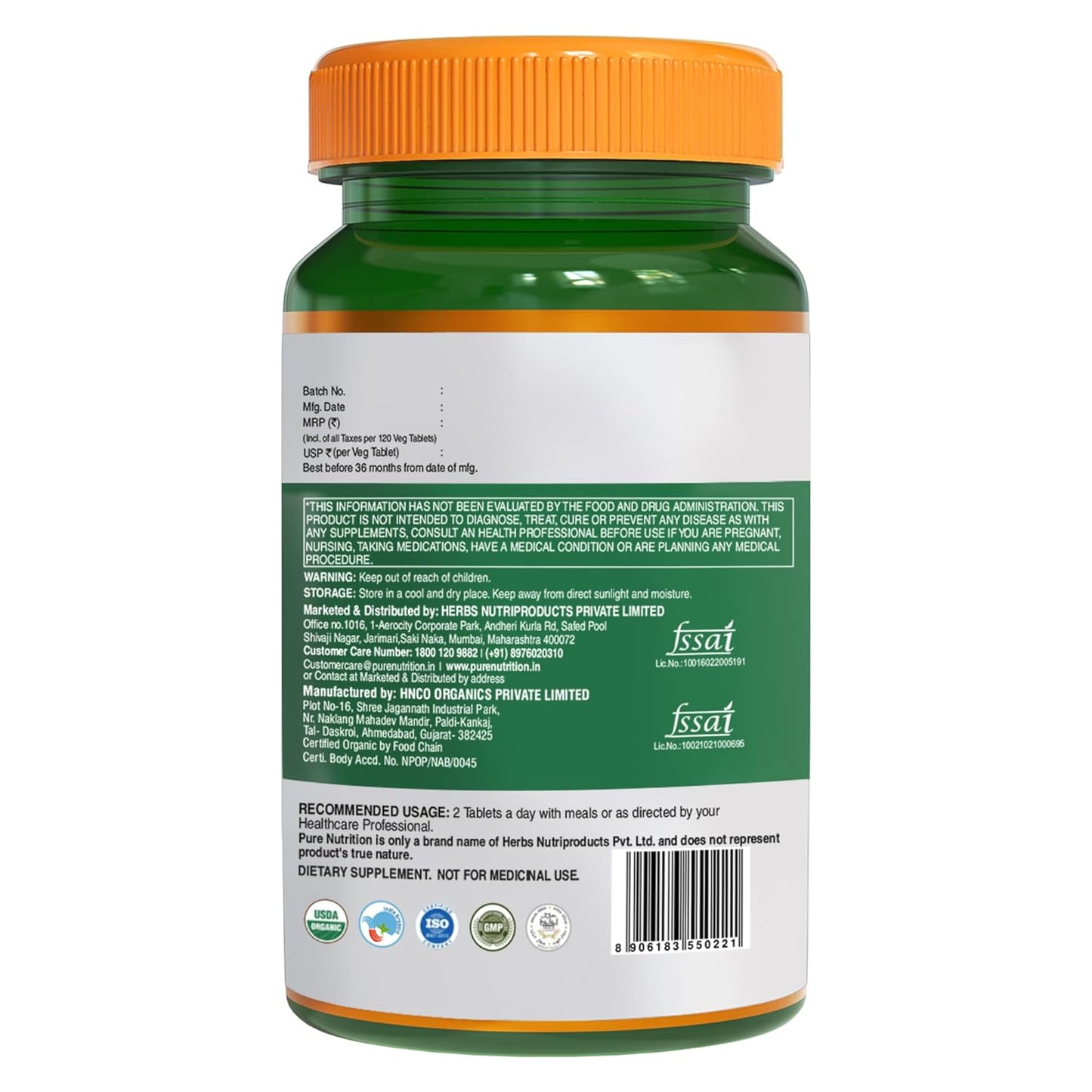 Pure Nutrition Organic Triphala Tablets | Supports Colon Cleanse, Healthy Digestion, Weight Management & Improved Bowel Wellness | Relieves Constipation -120 Tablets