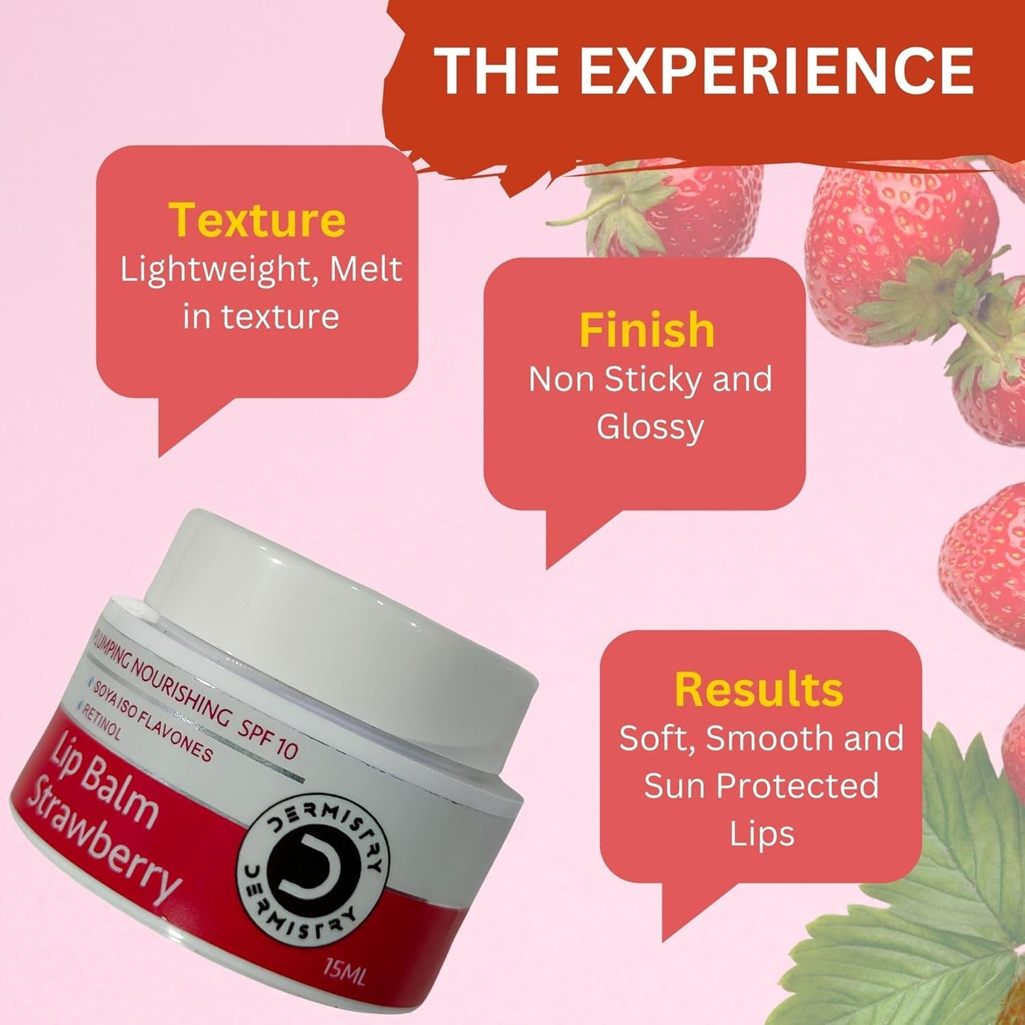Dermistry Lip Balm for Plumping Nourishing Lightening Balm Strawberry