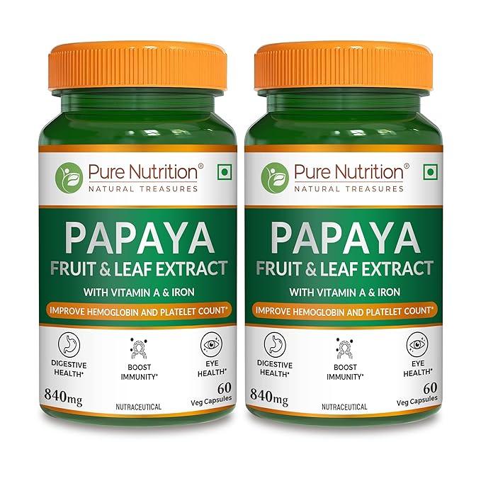 Pure Nutrition Papaya Fruit & Leaf Extract 600mg Veg Capsule