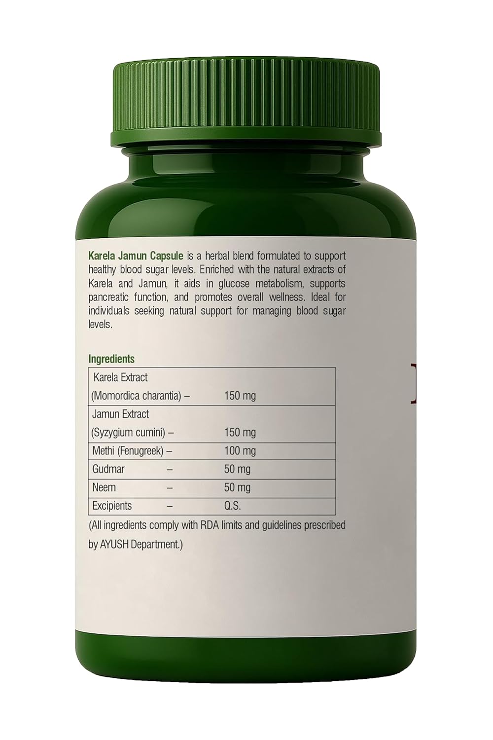 Vital Leaf Karela Jamun Capsules – Ayurvedic Blend with Karela, Jamun, Methi, Gudmar & Neem – Plant-Based Herbal Supplement – 60 Vegetarian Capsules