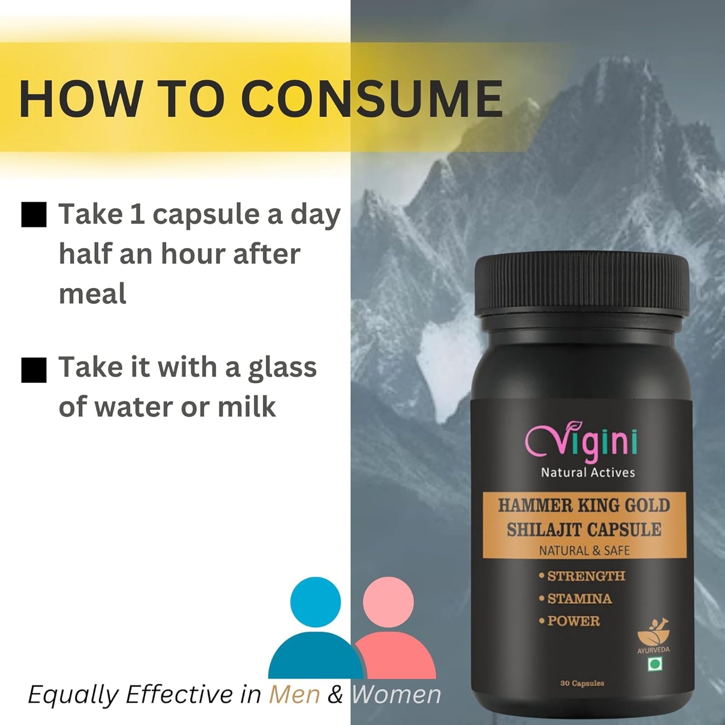 Vigini Hammer King Gold Shilajit Capsule - 30 Capsules