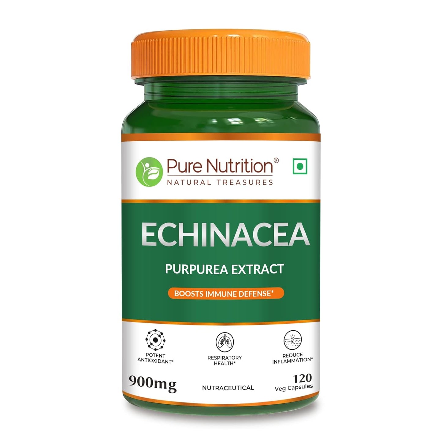 Pure Nutrition Echinacea Capsules - Powerful Antioxidant & Immune Booster | Natural Support for Immune Defense & Respiratory Health | Anti-Inflammatory Properties for Overall Wellness - 120 Veg Caps