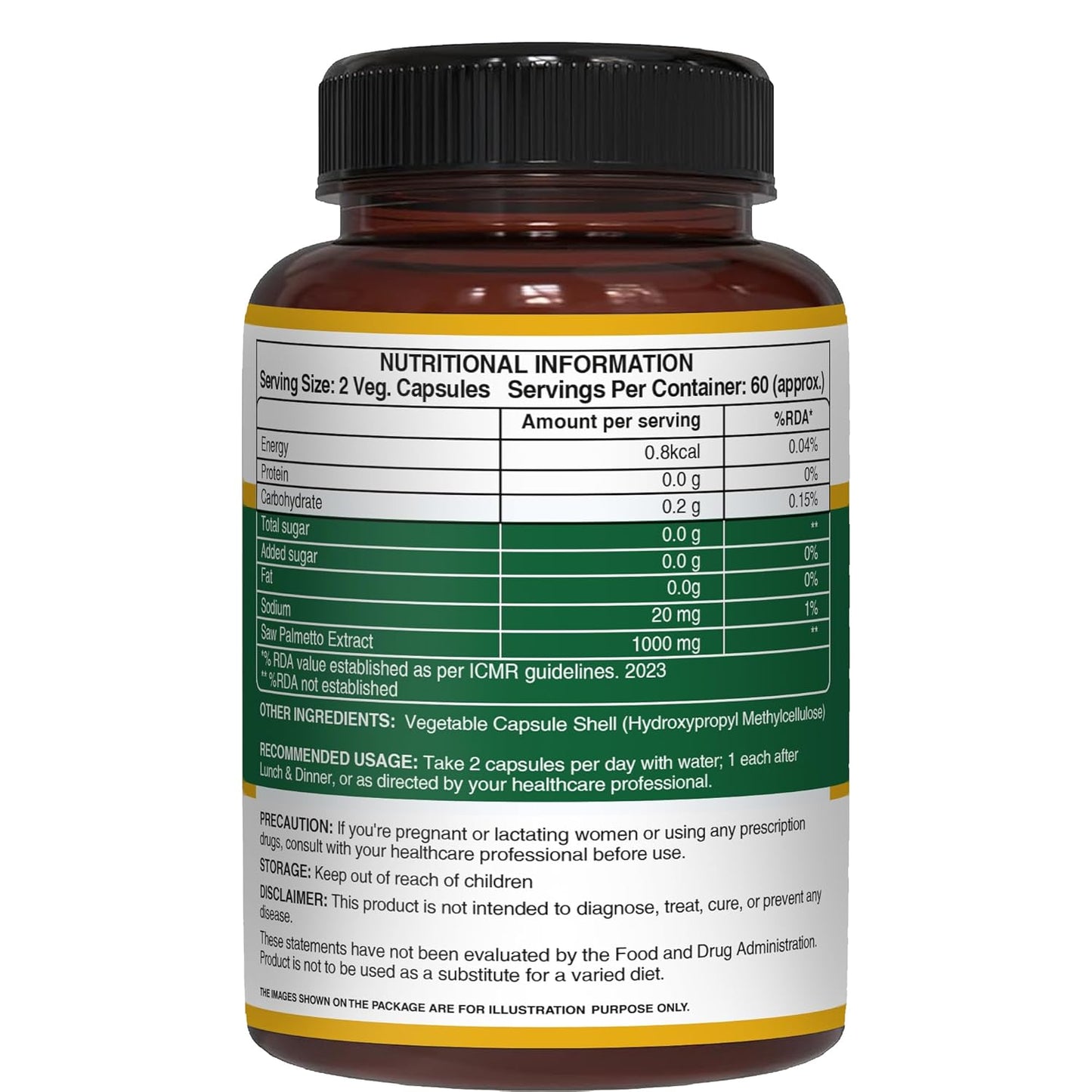 Pure Nutrition Saw Palmetto Capsules 1000mg Extract | 120 Vegan Capsules | Supports Prostate Health | Boosts Urinary Function | Natural Herbal Supplement