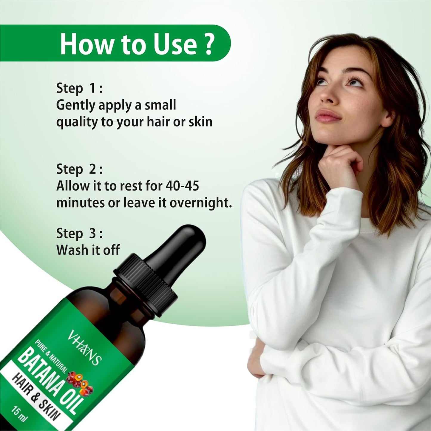 Vhans Pure Batana Oil For Hair Growth Cold Pressed Batana Oil, Hair Loss, Repair, Derived from palm nut oil For Hair & Skin (Pack of 1)