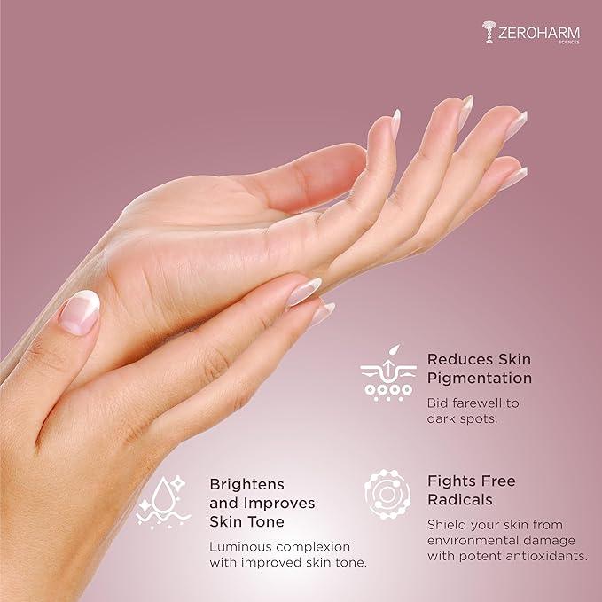 ZEROHARM Skin Radiance Supplement With L-Glutathione, Acerola Cherry Extract (Vitamin C), Vitamin B7(Biotin) & E - Helps Reduce Dark Spots, Brightens & Hydrates Skin for Men & Women - 60 Tablets