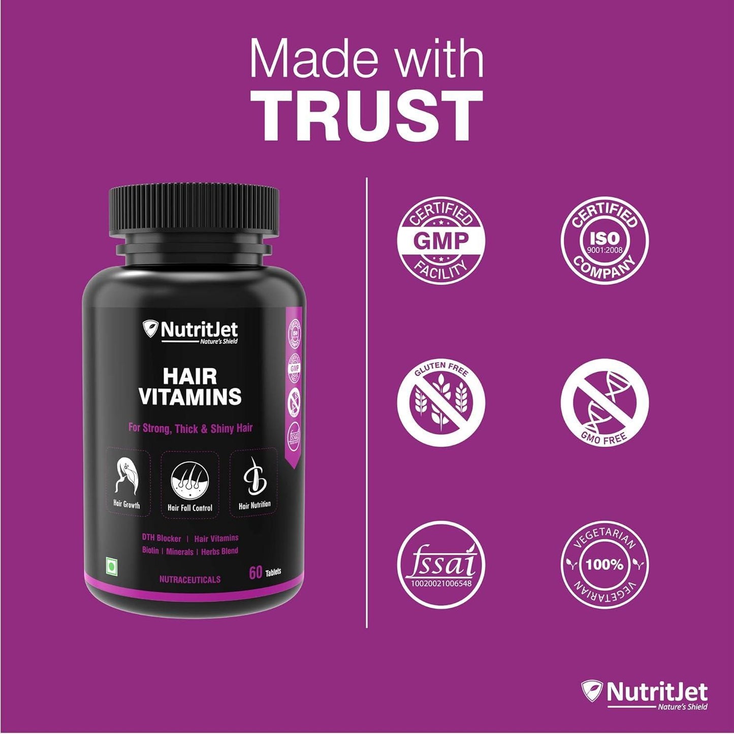 NutritJet Hair Vitamins Tablet - 60 Tablets