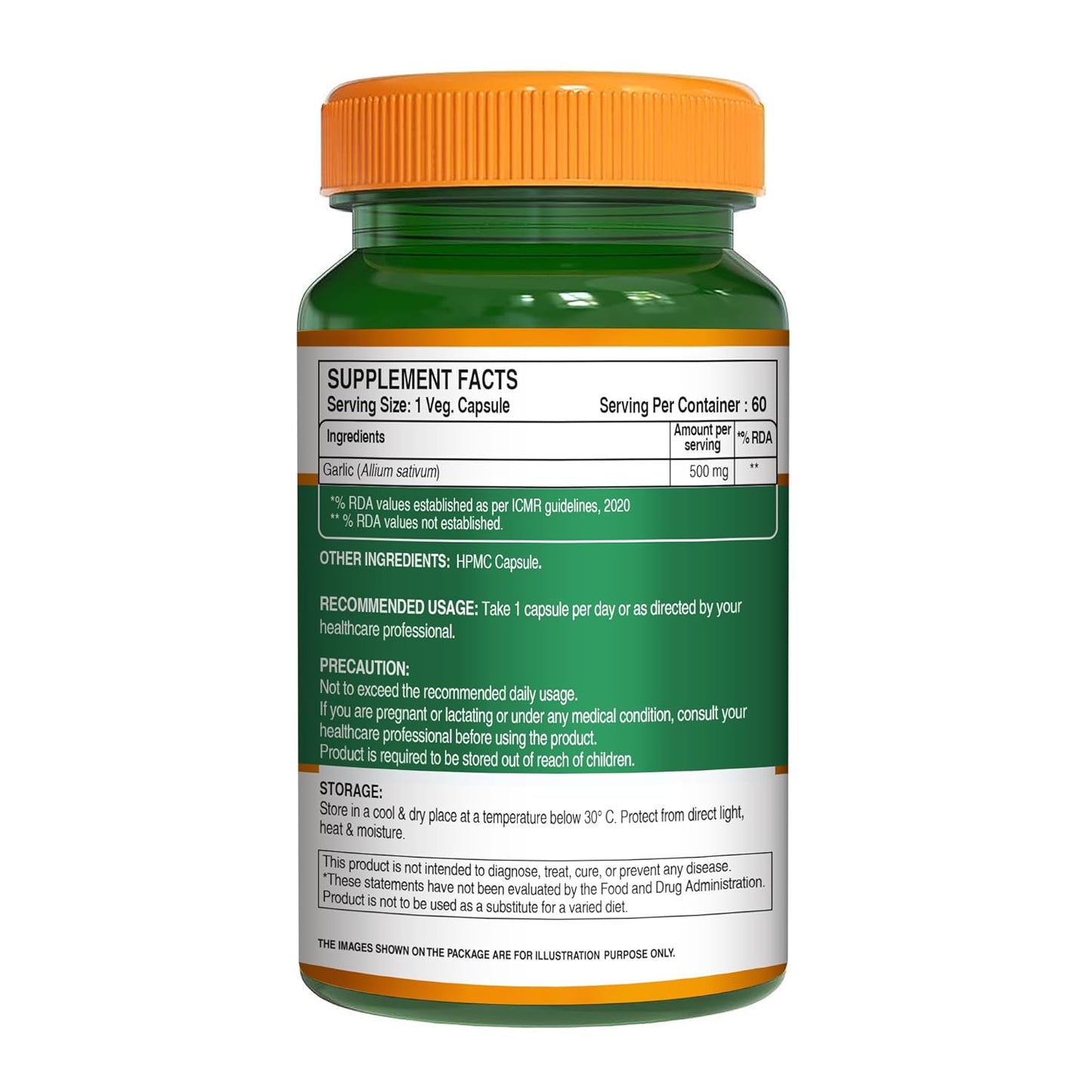 Pure Nutrition Garlic Extract Capsules - 500mg – 60 Veg Capsules