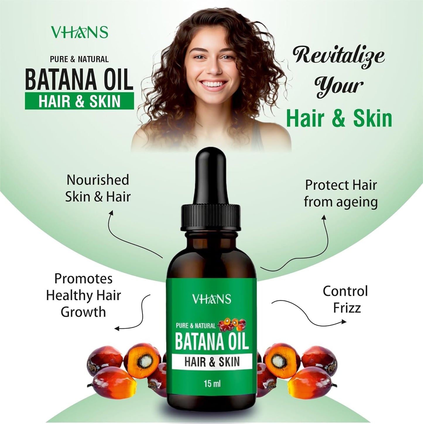 Vhans Pure Batana Oil For Hair Growth Cold Pressed Batana Oil, Hair Loss, Repair, Derived from palm nut oil For Hair & Skin (Pack of 1)