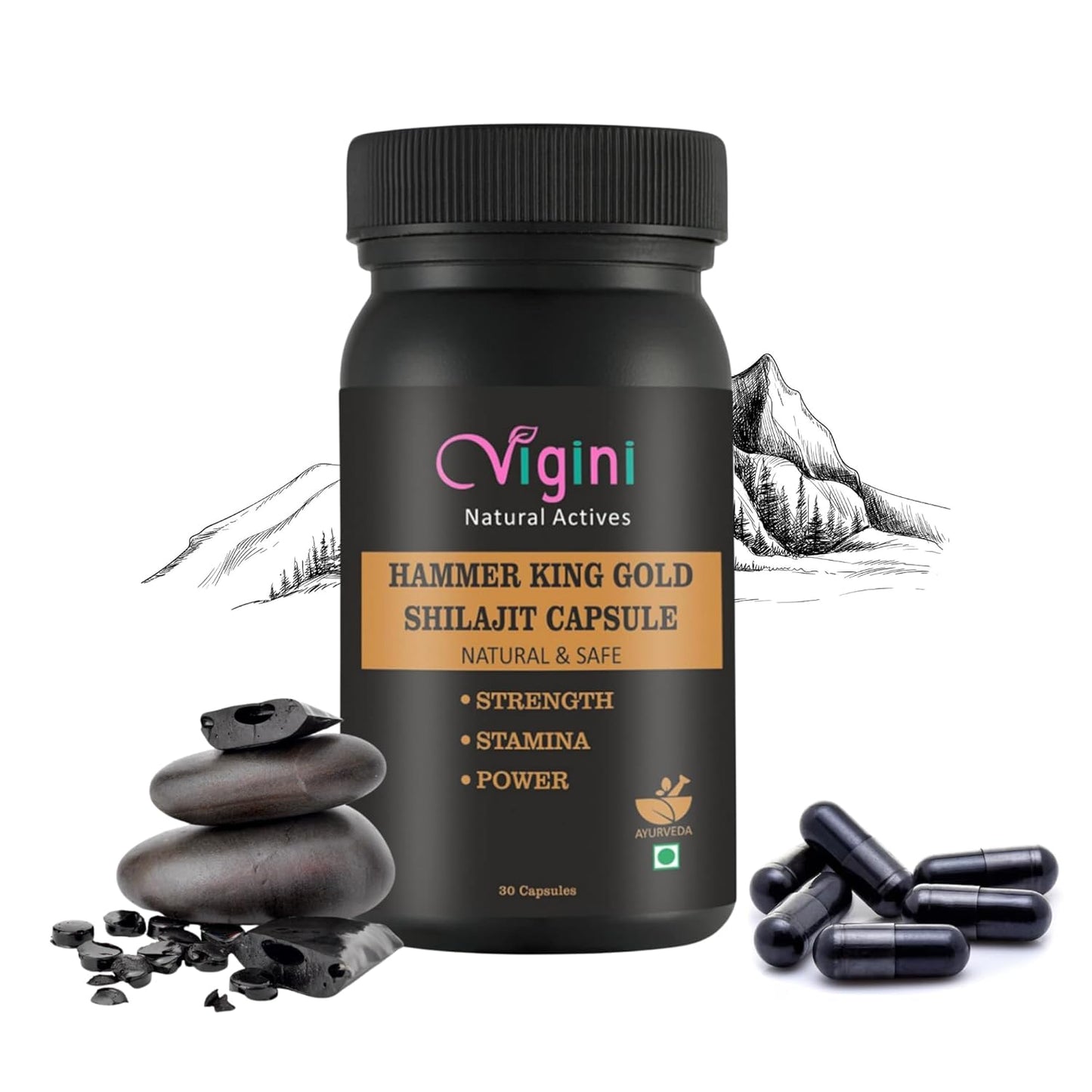 Vigini Hammer King Gold Shilajit Capsule - 30 Capsules