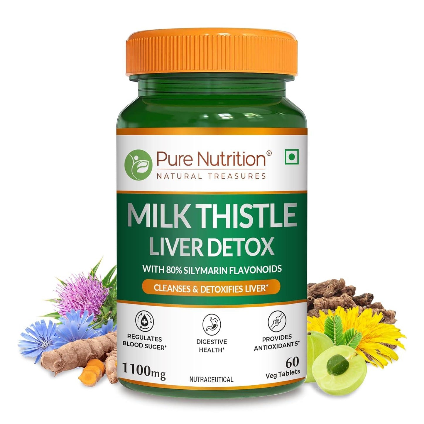 Pure Nutrition Milk Thistle Liver Detox Supplement Tablets - 60 Veg Tablets