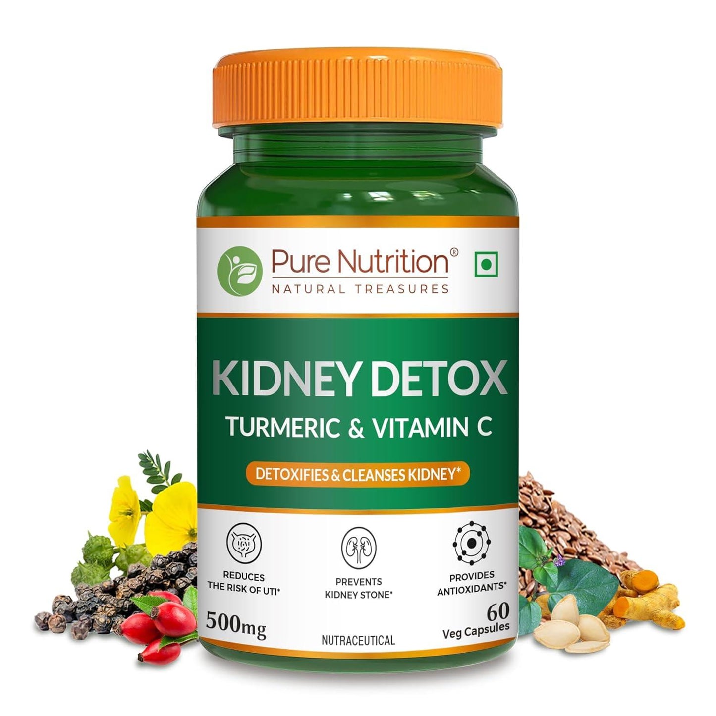 Pure Nutrition Kidney Detox Turmeric & Vitamin C Veg Capsule